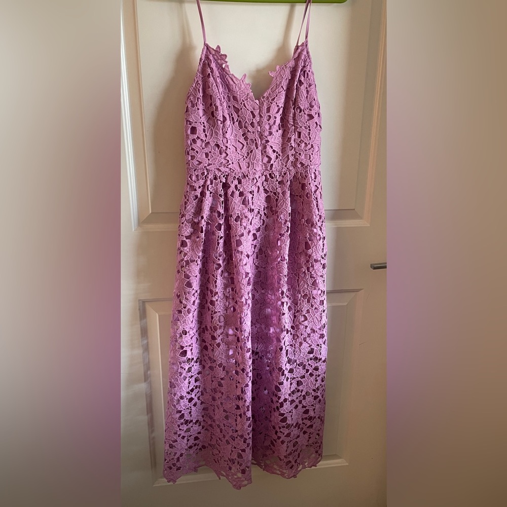 ASTR the Label Lace A Line Midi Dress in Light Orchid